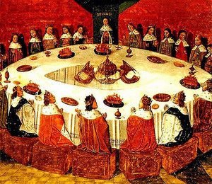 Una raffigurazione della Tavola Rotonda di Re Artù