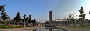 Vista panoramica della Piazza Olimpica con il Palaisozaki sulla sx e lo stadio sulla dx © Mauro Piumatti